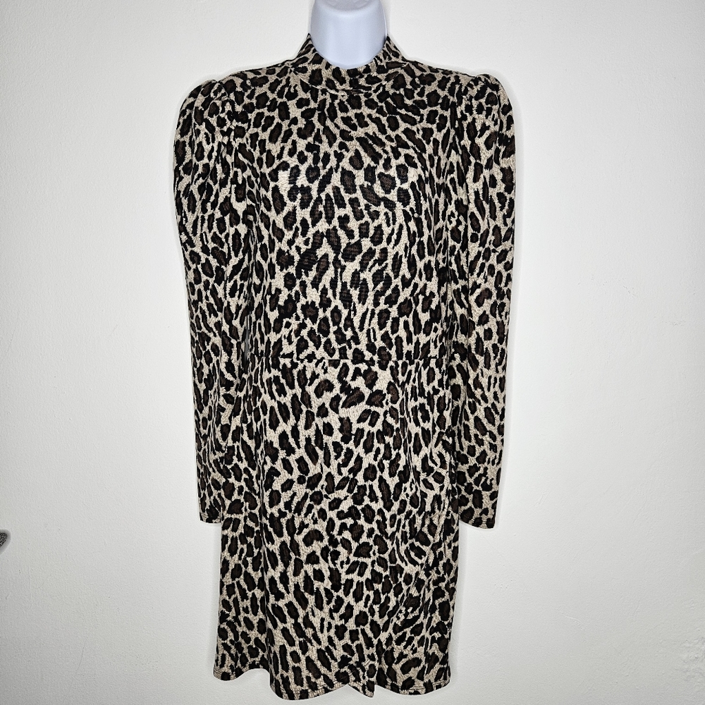 Reformation Lexi Scar Leopard Print Long Sleeve Dress Size M